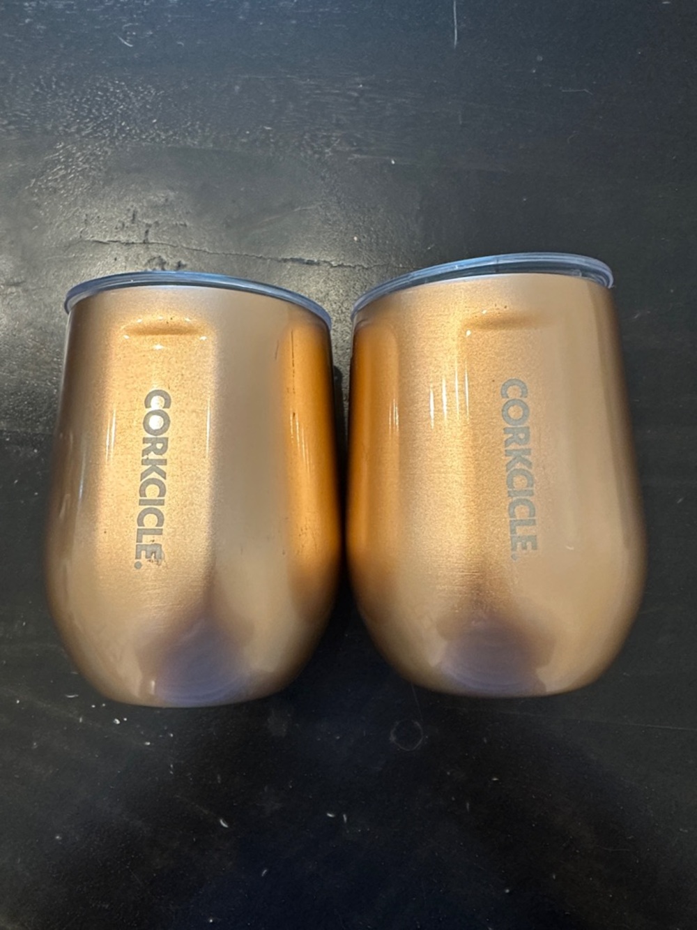Corkcicle Metallic Copper Stemless Wine Tumblers with Lids - Copper Set